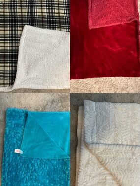 Plush Throw Blanket Bundle- 4 Blankets